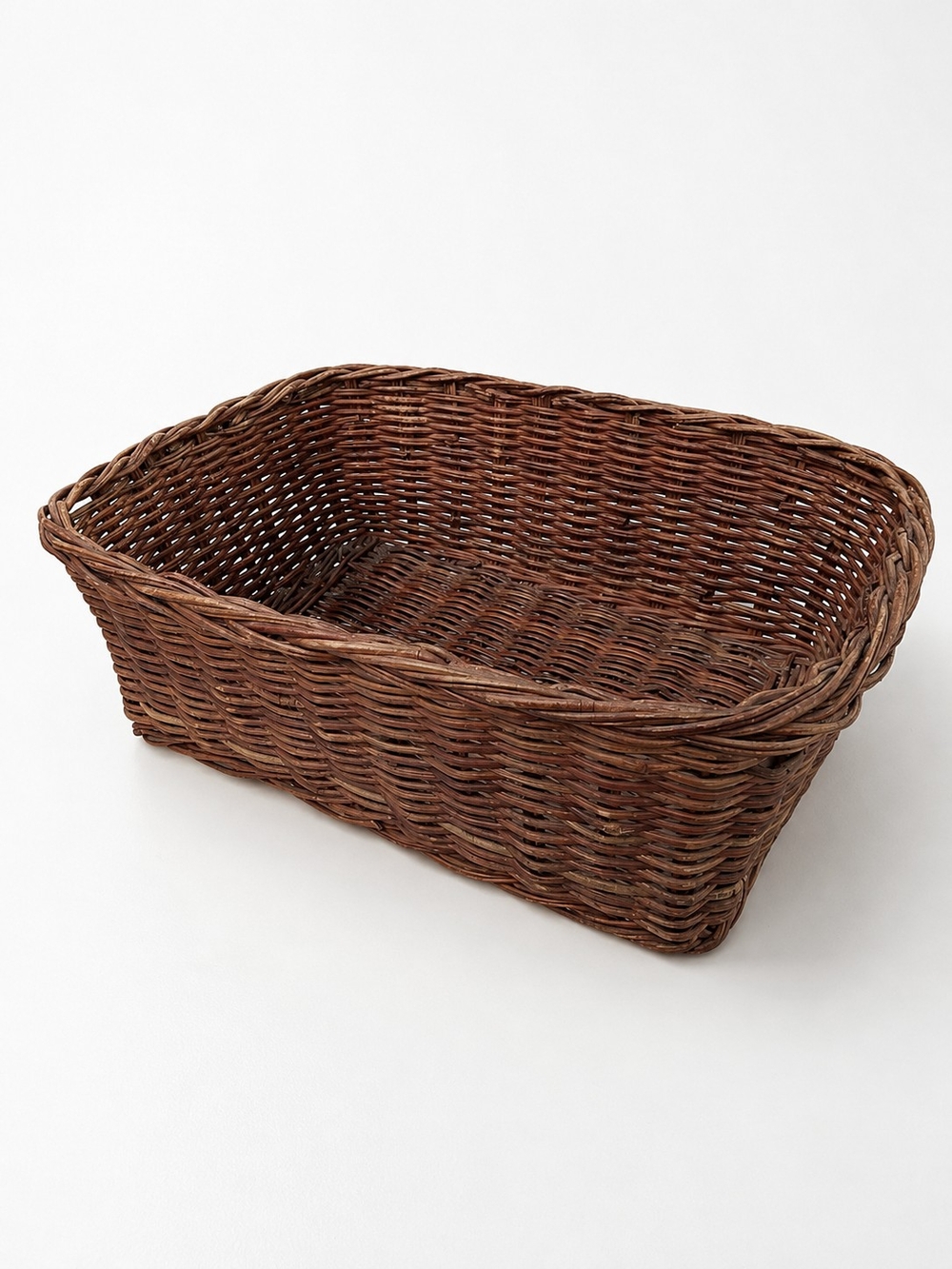 Vintage Wicker Basket Hand Woven Rectangular Storage Organizer 12x8 Rustic
